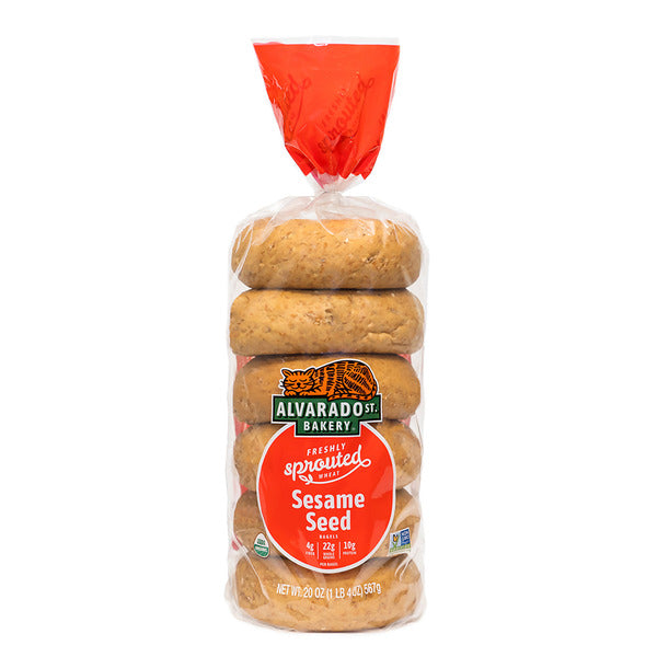 Alvarado Street Bakery Organic Sprouted Wheat Sesame Bagels - 6/Case
