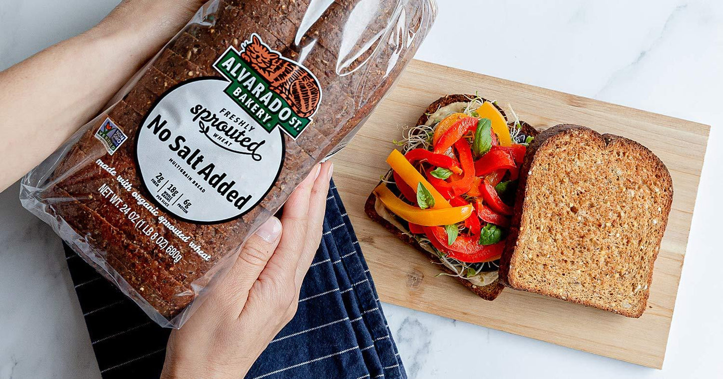 Alvarado Street Bakery Organic Sprouted Whole Wheat, No Salt Added Bread - 6/Case