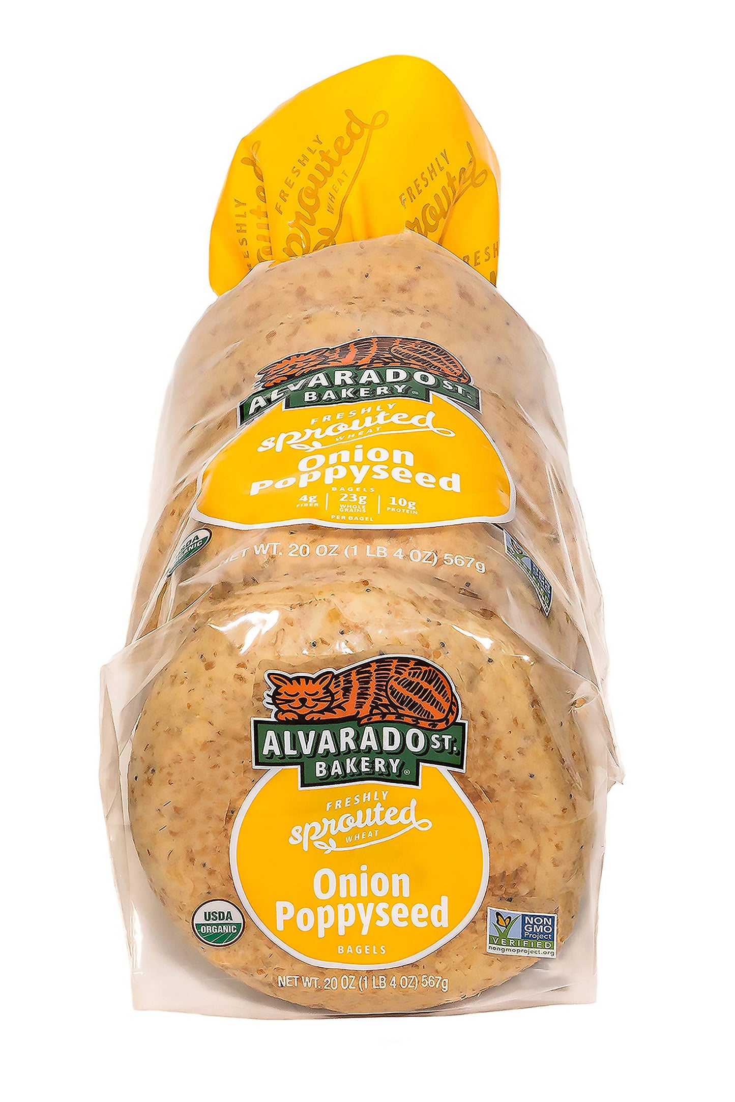 Alvarado Street Bakery Organic Sprouted Onion Poppyseed Bagels - 6/Case