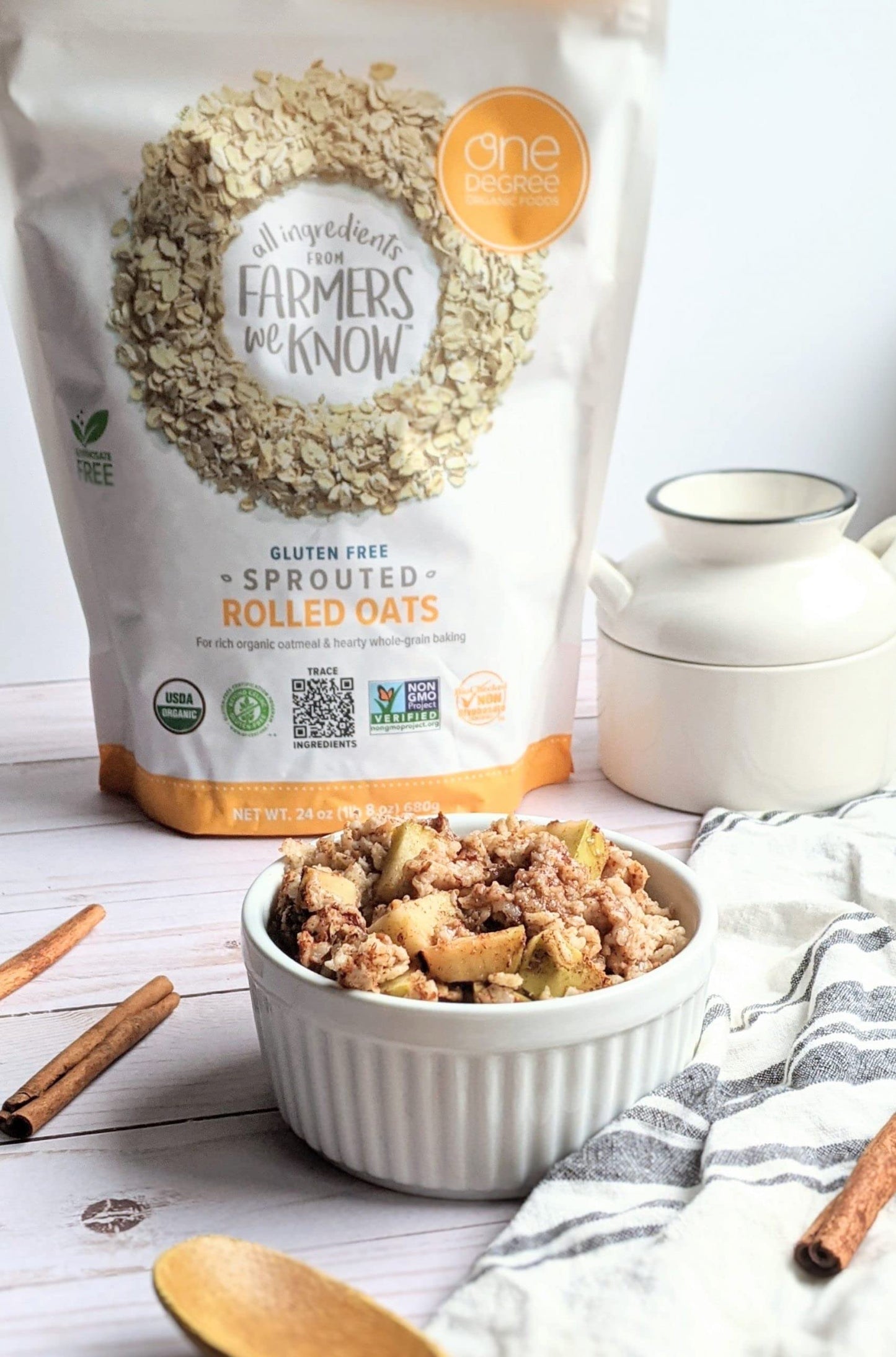 One Degree Organic Foods Sprouted Rolled Oats, USDA Organic, Non-GMO Gluten Free Oatmeal