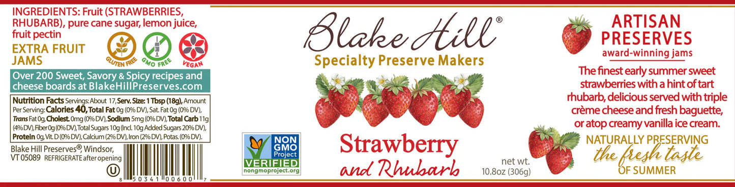 Blake Hill Preserves Strawberry & Rhubarb Preserves, 10 oz