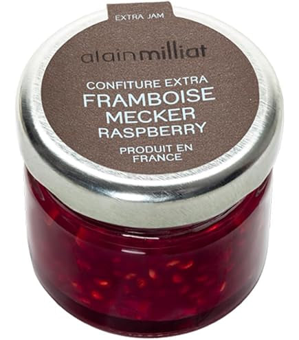 Alain Milliat Mecker Raspberry Jam Minis, 1 Oz Jar - 60 Glass Jars per Case,  Imported from France