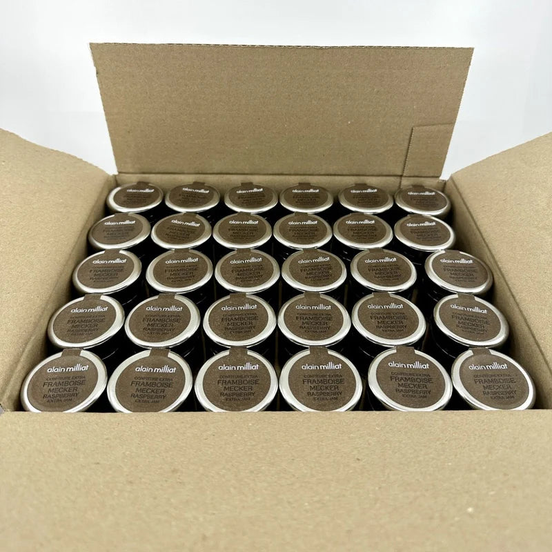 Alain Milliat Mecker Raspberry Jam Minis, 1 Oz Jar - 60 Glass Jars per Case,  Imported from France