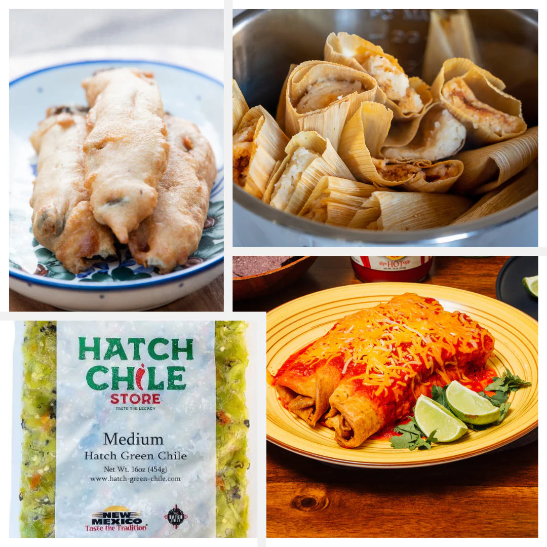 Our Flame-Roasted Hatch Green Chile Favorites, Tamales & Chimichangas