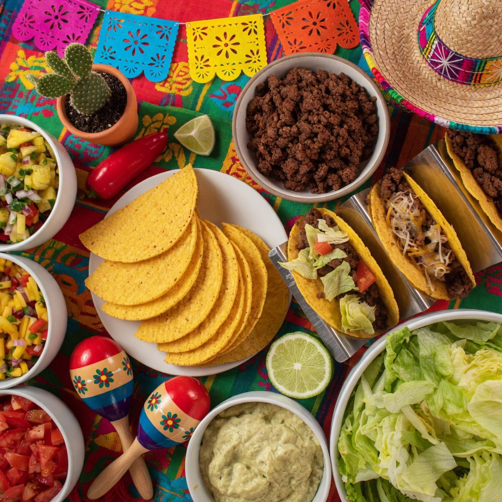 Taco Tuesday Kit - Taco Bar Serving Set for a Party - Heated Pot, 4 Taco Holders, & Detachable Lazy Susan Tray
