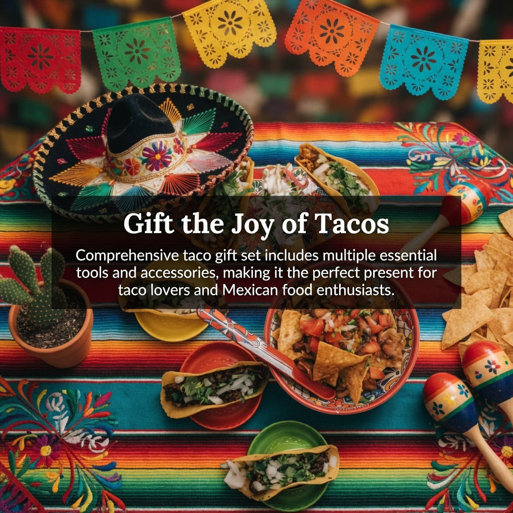 Taco Tuesday Kit - Taco Bar Serving Set for a Party - Heated Pot, 4 Taco Holders, & Detachable Lazy Susan Tray