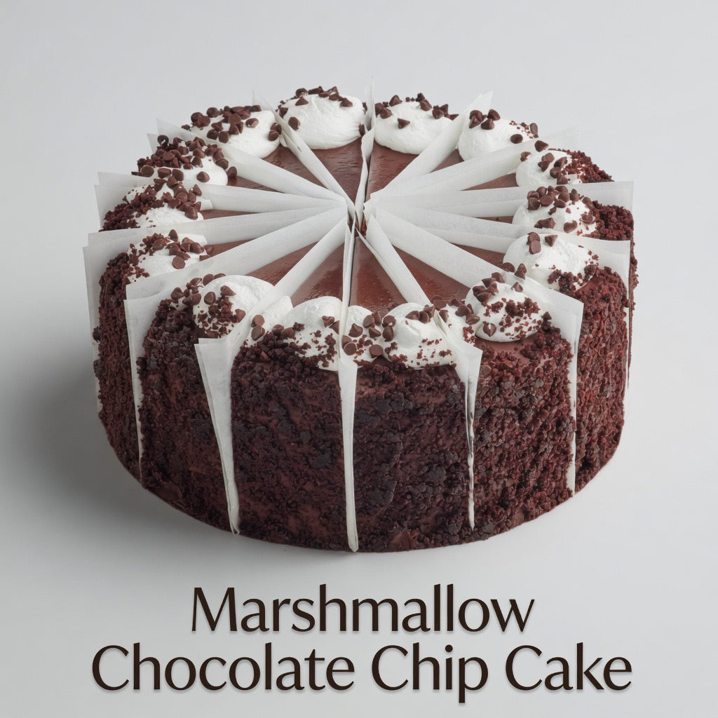 Marshmallow Chocolate Chip Cake, Sliced