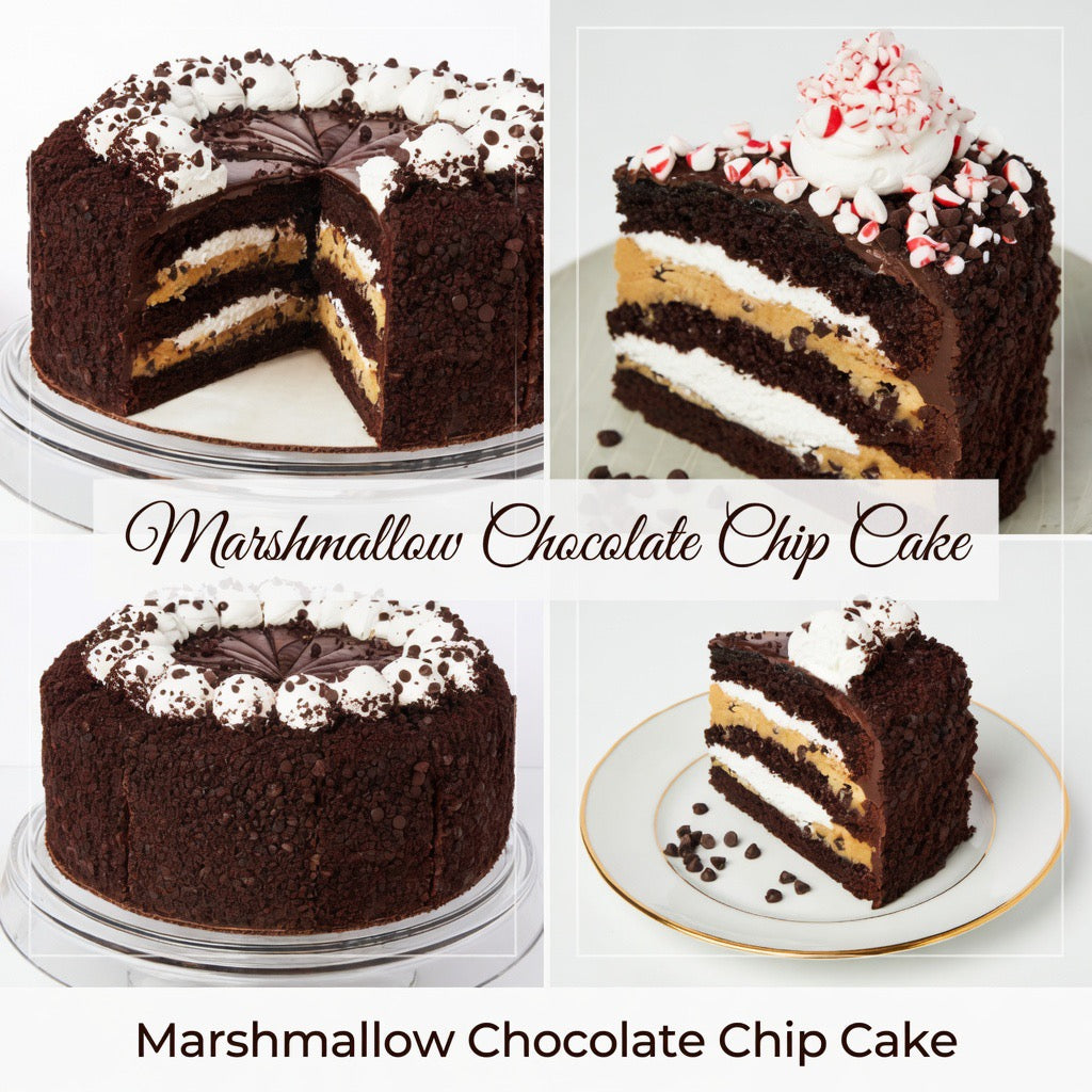Marshmallow Chocolate Chip Cake, Sliced