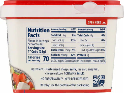 Feta Cheese, Dodoni - 14 oz Tub