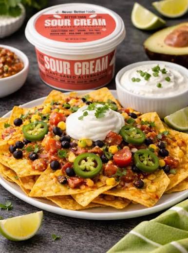 Never Better Foods Plant-Based Sour Cream – Creamy, Tangy & Completely Dairy-Free, includes 8