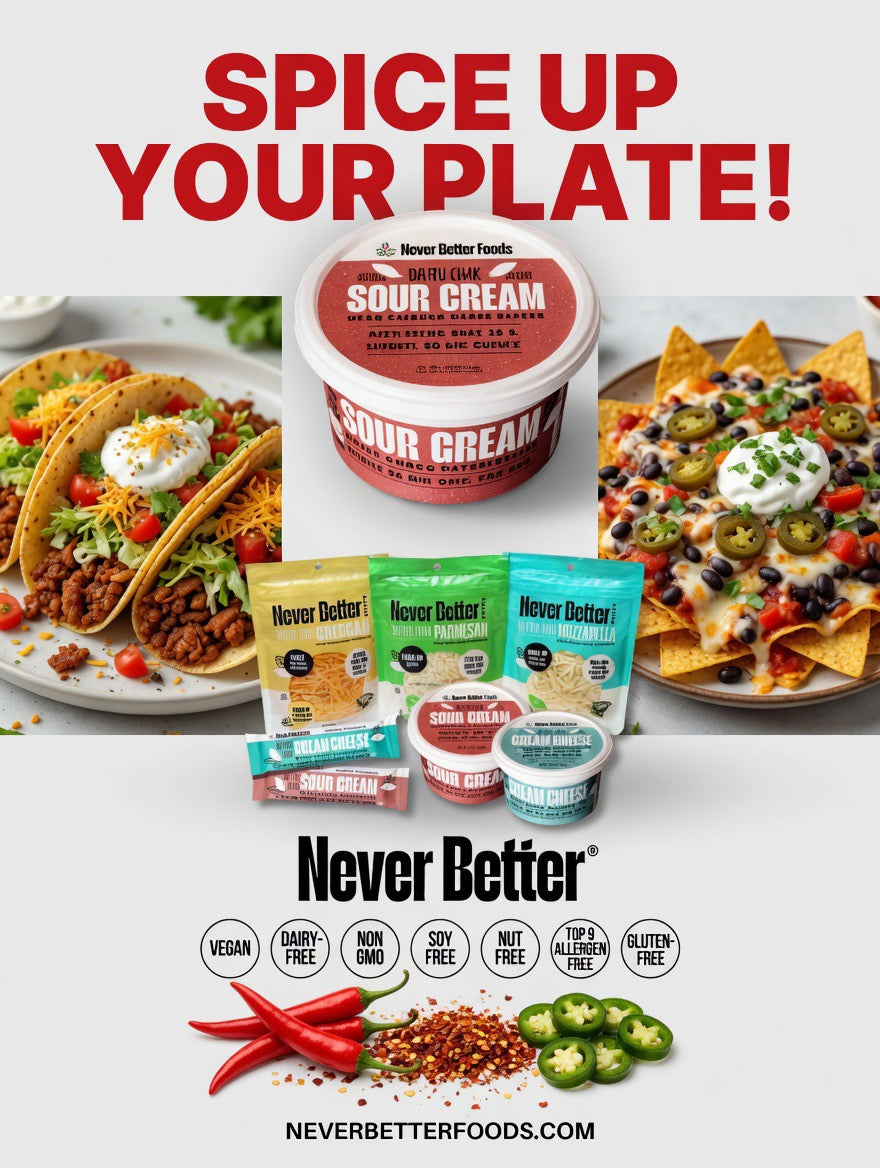 Never Better Plant-Based Sour Cream Pouches – Pack of 25 Single-Serve 1 oz Packets