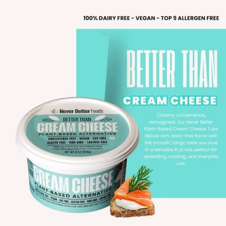 Never Better Plant-Based Cream Cheese – 8-Pack of 8 oz Tubs: Creamy Dreams Do Come True!