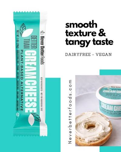 Never Better Foods Plant-Based Cream Cheese - Creamy & Tangy Taste, Dairy-Free
