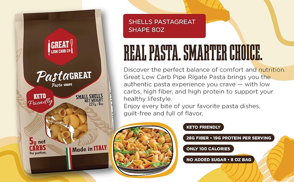 Great Low Carb Pasta Shells 8oz