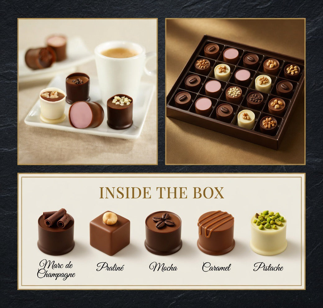 Andy Anand’s Belgian Chocolate Truffles & Praline Cups - Crafted with the Freshest Cream - includes 15