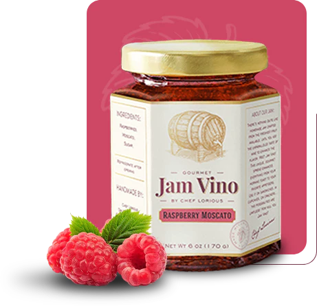Jam Vino Gourmet Raspberry Moscato Wine-Infused Jam