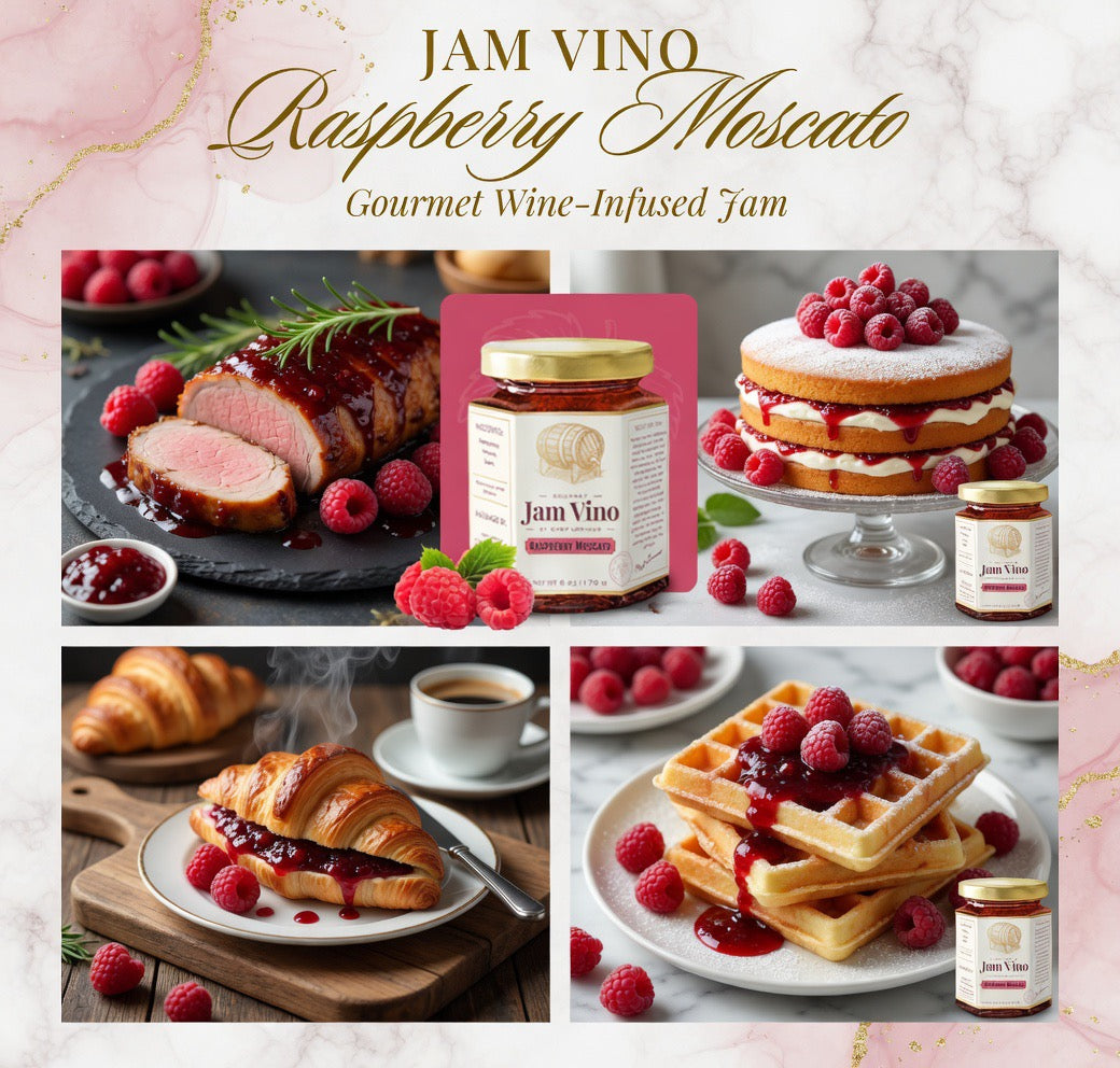 Jam Vino Gourmet Raspberry Moscato Wine-Infused Jam