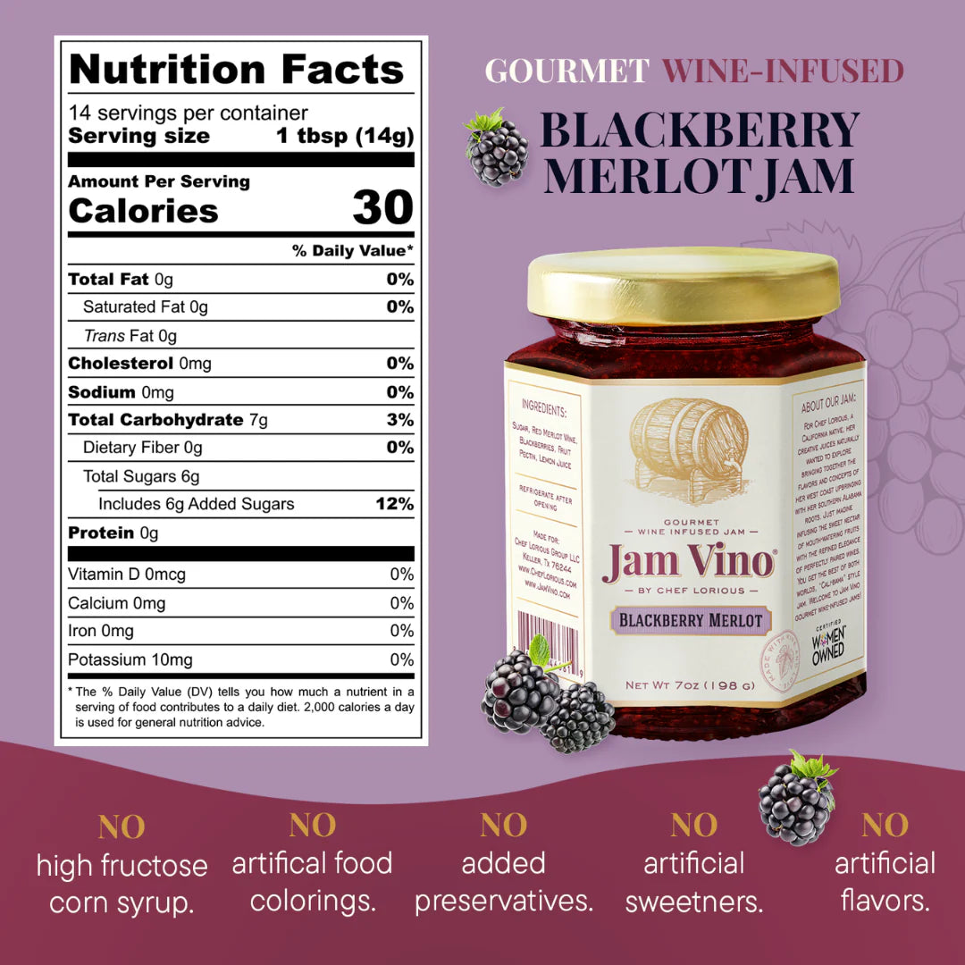 Jam Vino Gourmet Blackberry Merlot Wine-Infused Jam