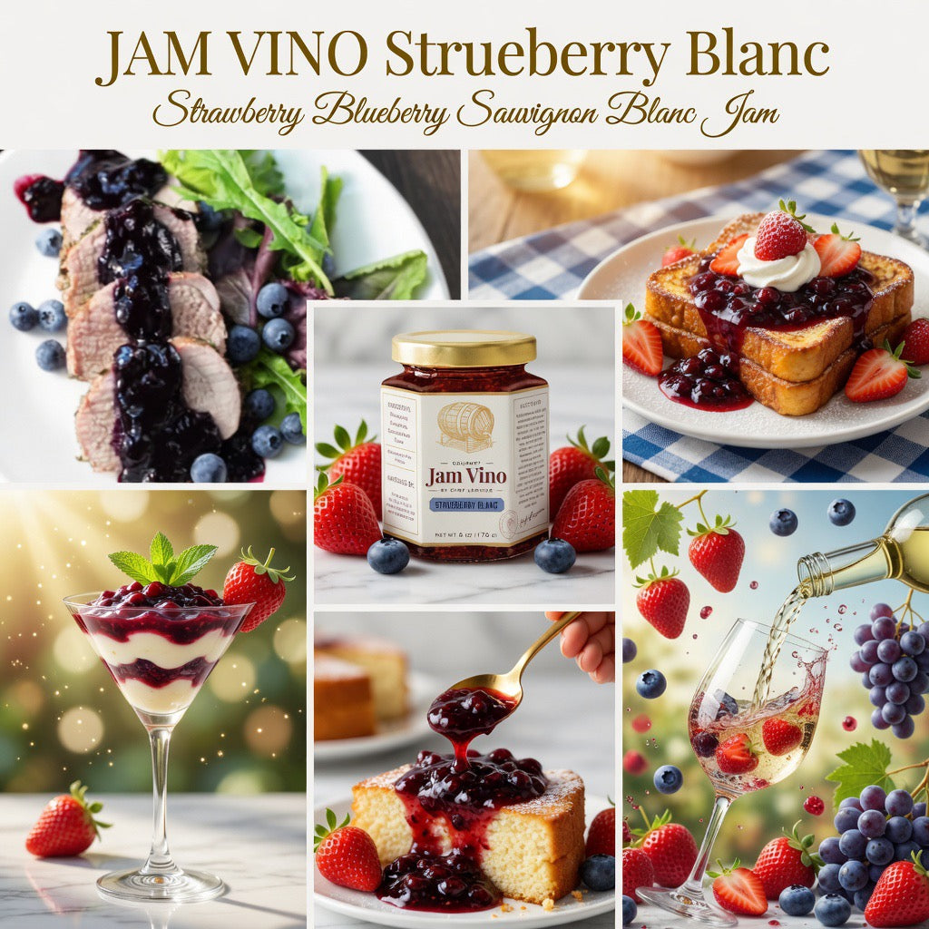 Jam Vino Gourmet Strueberry Blanc Wine-Infused Jam! 🍓