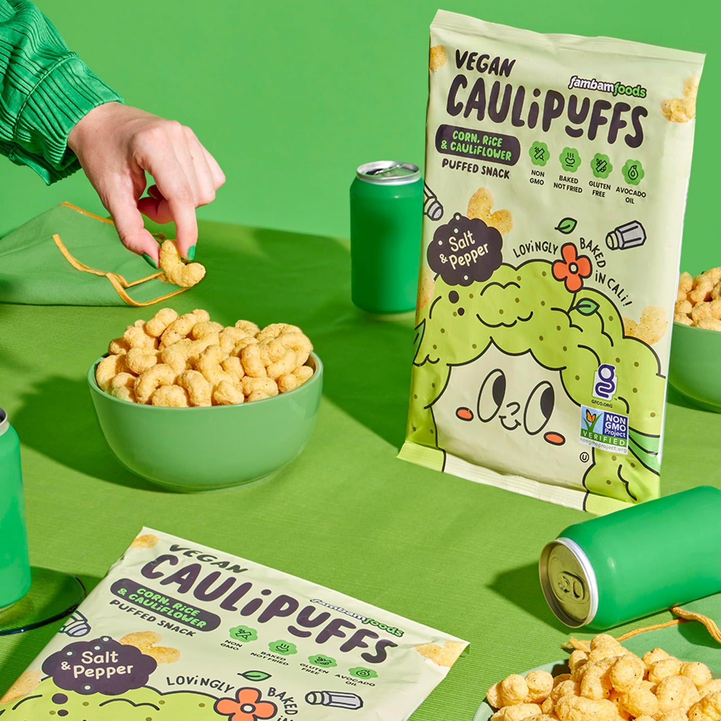 CauliPuffs - Corn, Rice, and Cauliflower Gluten Free Puffed Snacks, Variety Pack