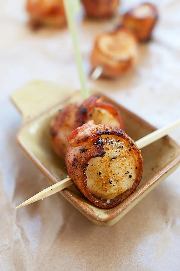 Bacon-Wrapped Scallop Skewers, Mini Bite Sized