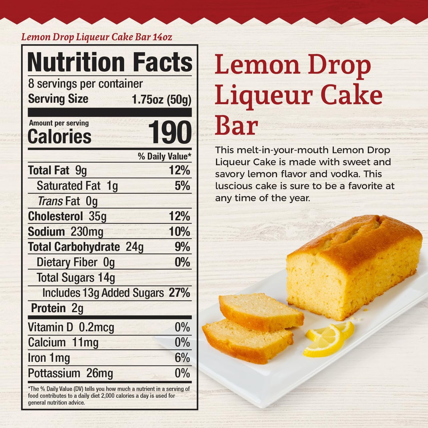 Beatrice Bakery Lemon Drop Liqueur Cake Bar