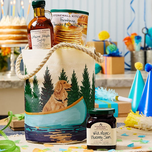 Sea Bags® Dog in Blue Canoe Bucket Bag Breakfast Gift