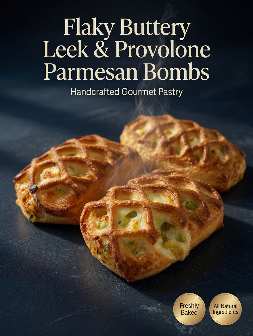 Flaky Buttery Leek & Provolone Parmesan Bombs