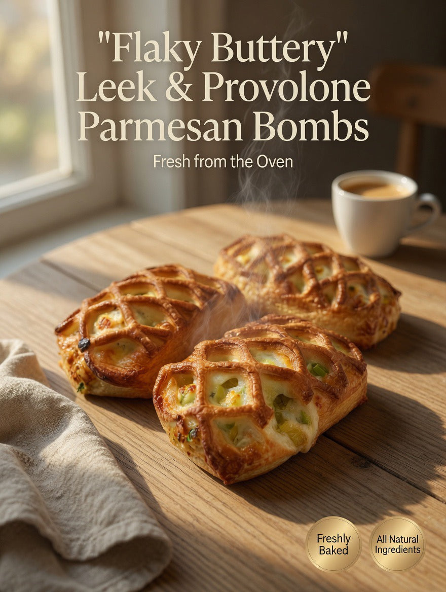 Flaky Buttery Leek & Provolone Parmesan Bombs