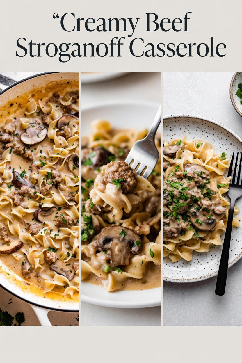 Creamy Beef Stroganoff Casserole – Serves 6