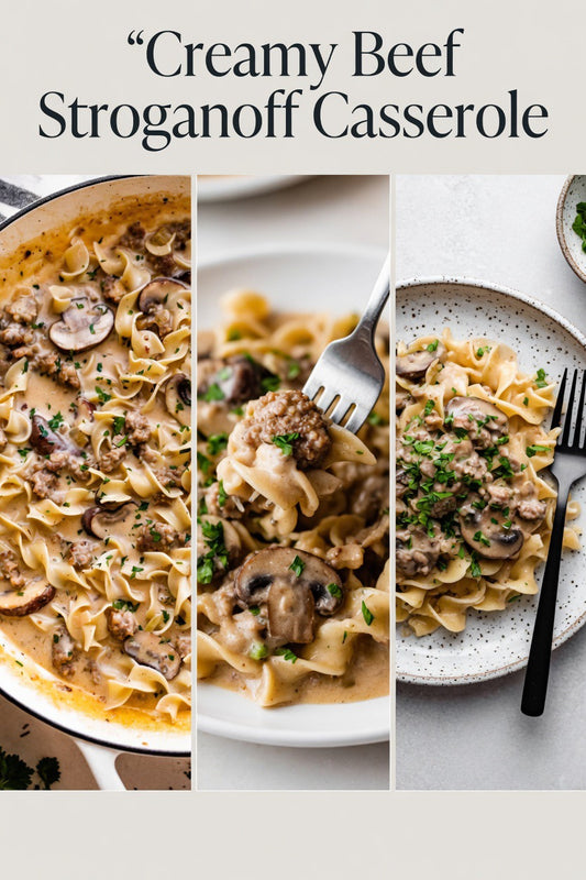 Creamy Beef Stroganoff Casserole – Serves 6