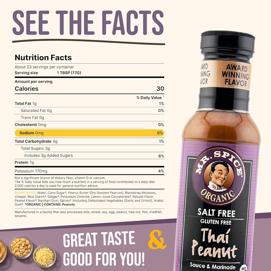 Mr. Spice Organic Thai Peanut & Honey Mustard Sauce Duo – 2 × 13.5 oz