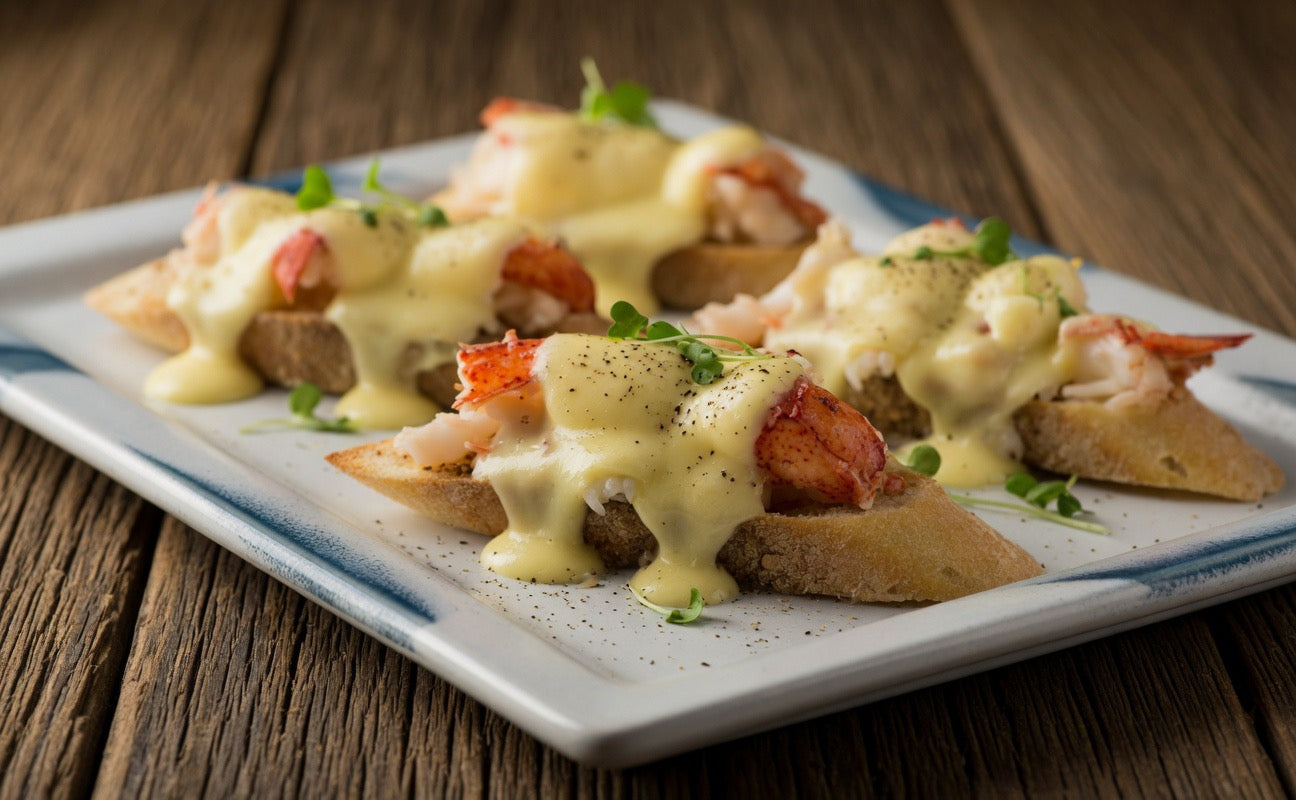 Lobster & Brie Grilled Cheese Crostini – 24 Pieces