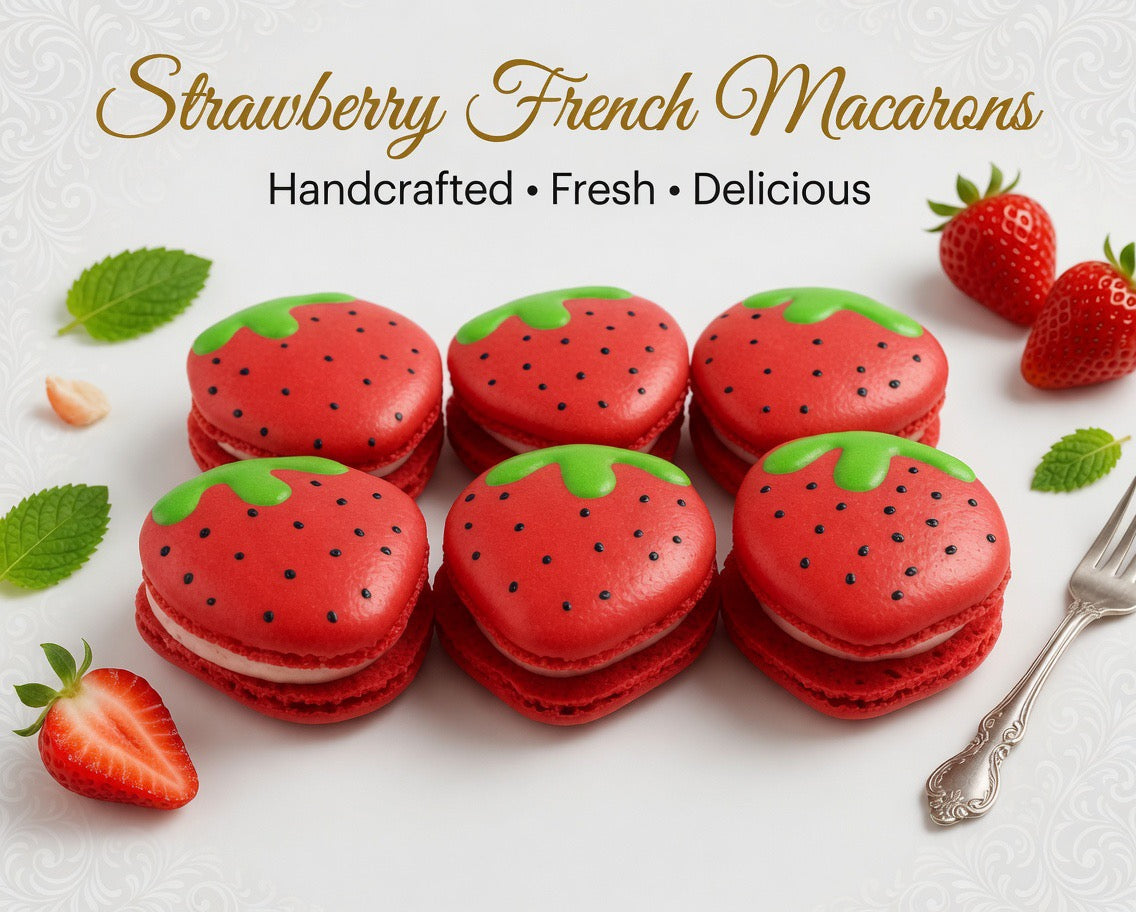 Strawberry Shaped French Strawberry Macarons – Pure Joy in Every Bite