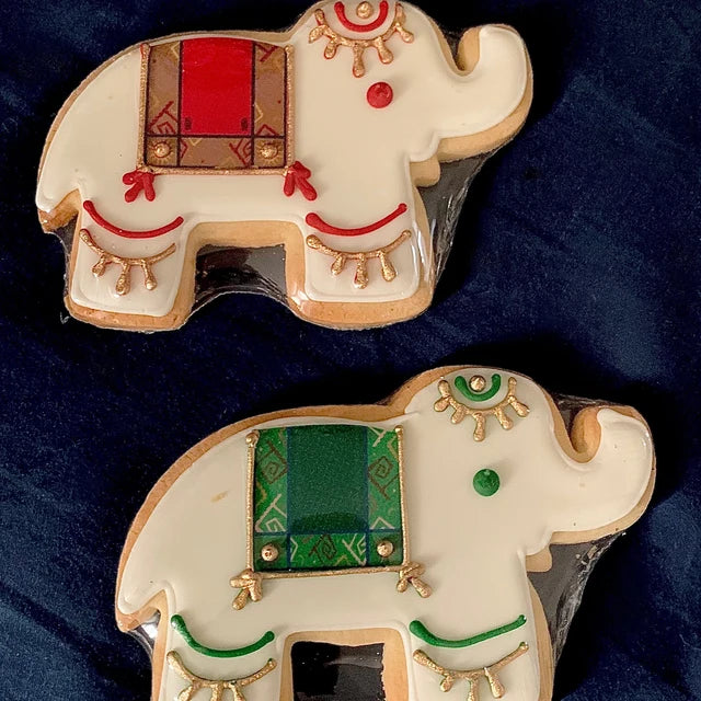 Hand-Decorated Mehndi-Inspired Elephant Sugar Cookies