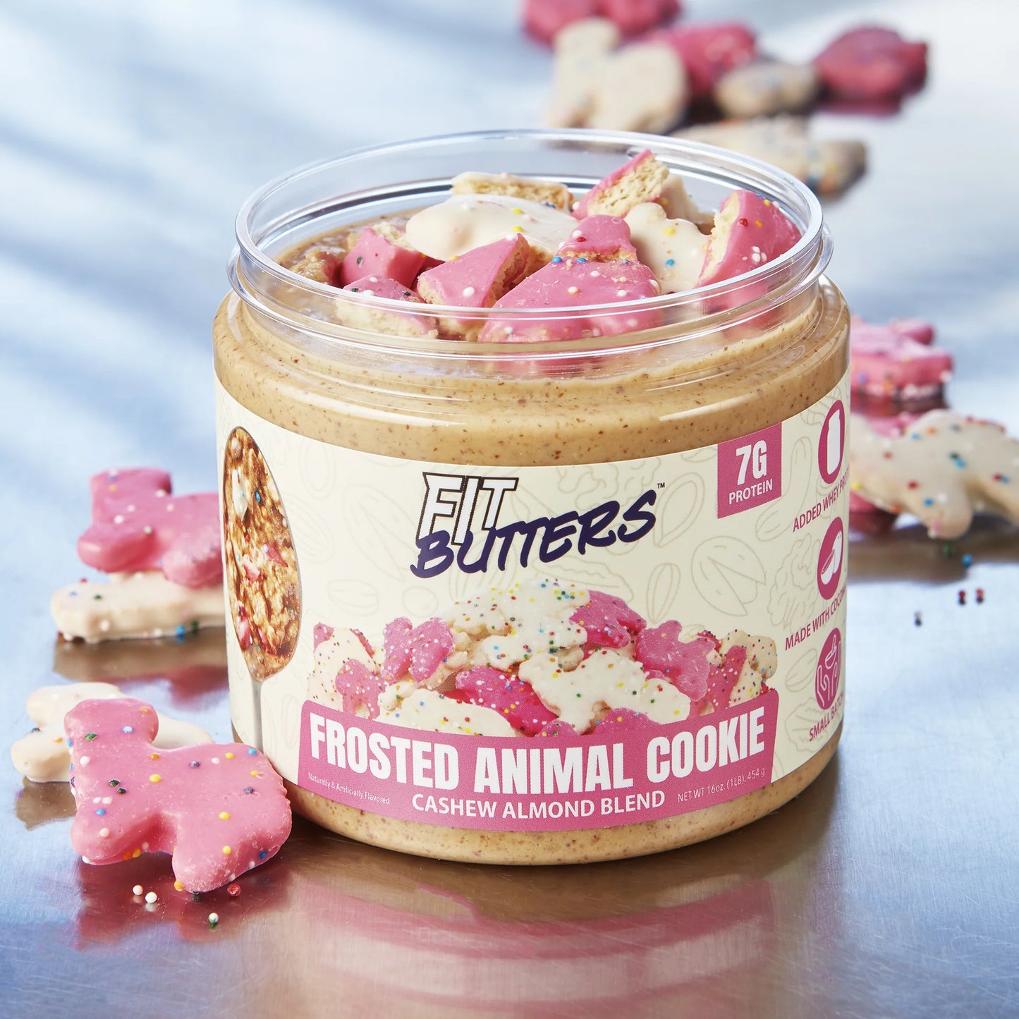 Frosted Animal Cookie Cashew Almond Butter Spread - Added Protein and Coconut Oil, Low Carb, Low Sugar, Complete Protein Dessert Flavored Nut Butter