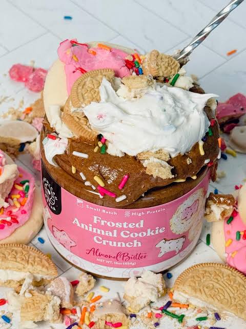 Frosted Animal Cookie Cashew Almond Butter Spread - Added Protein and Coconut Oil, Low Carb, Low Sugar, Complete Protein Dessert Flavored Nut Butter