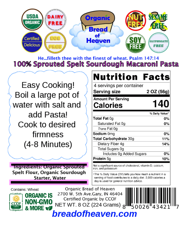 Sprouted Spelt Sourdough Macaroni Elbow Pasta