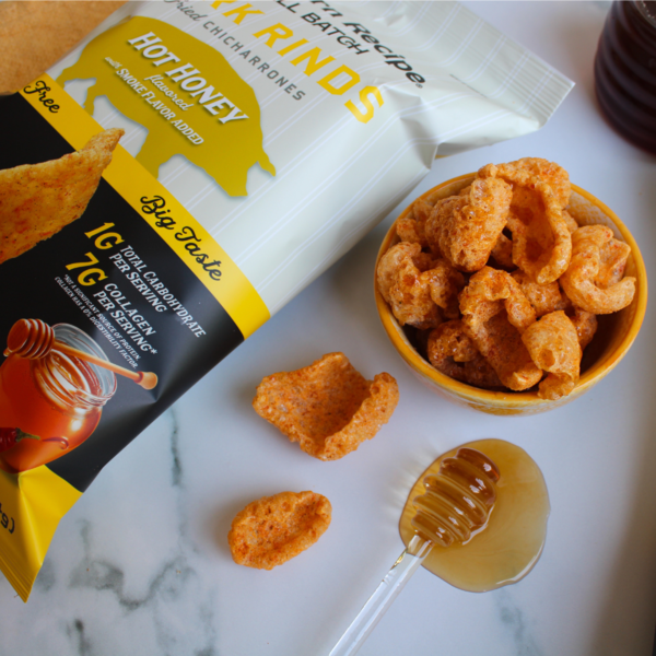 Pork Rinds Cracklins Variety Pack - Hot Honey, Sweet BBQ, Spicy Dill, Salt & Pepper | 4 Flavors | Southern Recipe Small Batch Chicharrones | Keto Friendly & Low Carb - 20/Case
