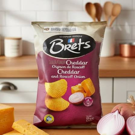 Brets French Cheddar & Onion Potato Chips, 4.4 oz, Pack of 3
