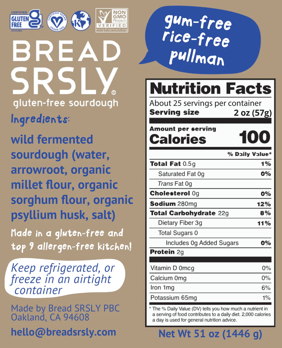 Gum-Free, Rice-Free Gluten-Free Sourdough Bread, 2 XL Loaves