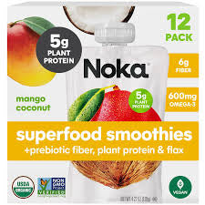 Noka Superfood Fruit Smoothie Pouches – Variety Pack, 12 Count