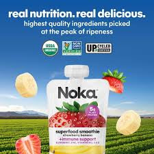 Noka Superfood Fruit Smoothie Pouches – Variety Pack, 12 Count