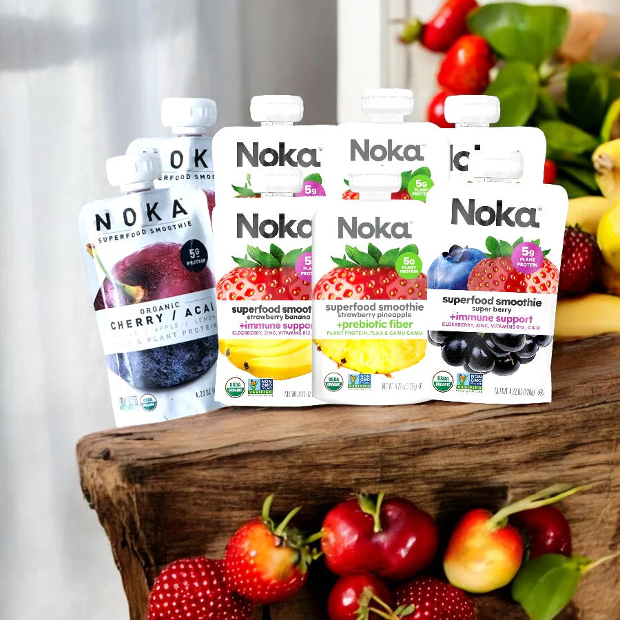 Noka Superfood Fruit Smoothie Pouches – Variety Pack, 12 Count