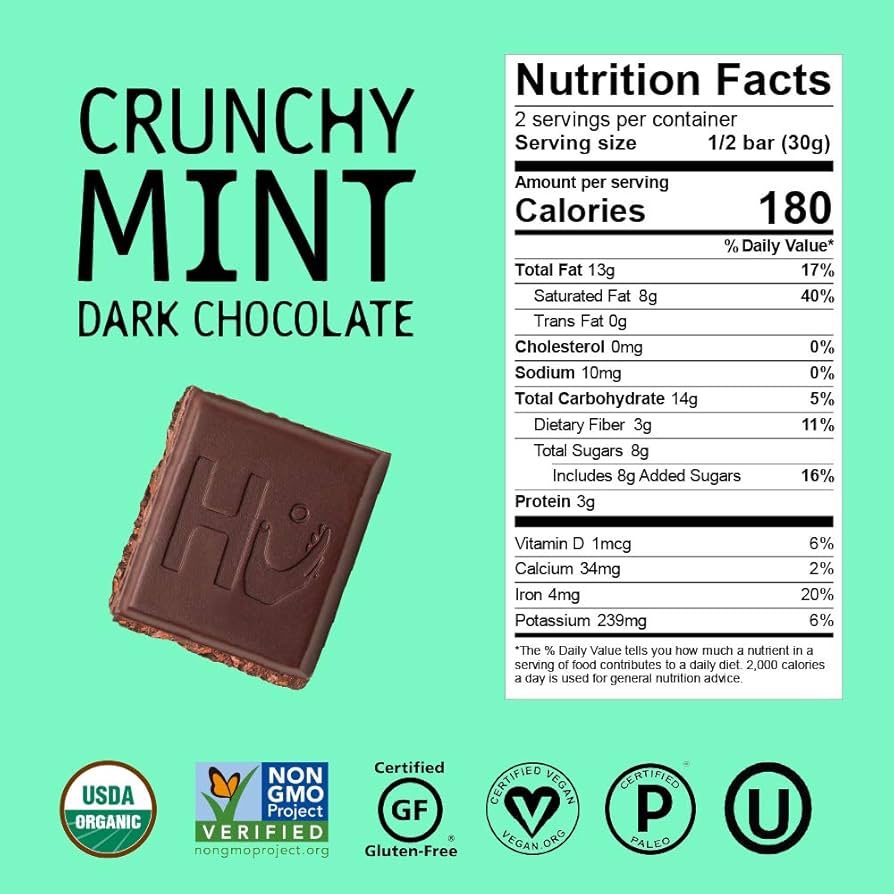 HU Crunchy Mint Dark Chocolate Bars