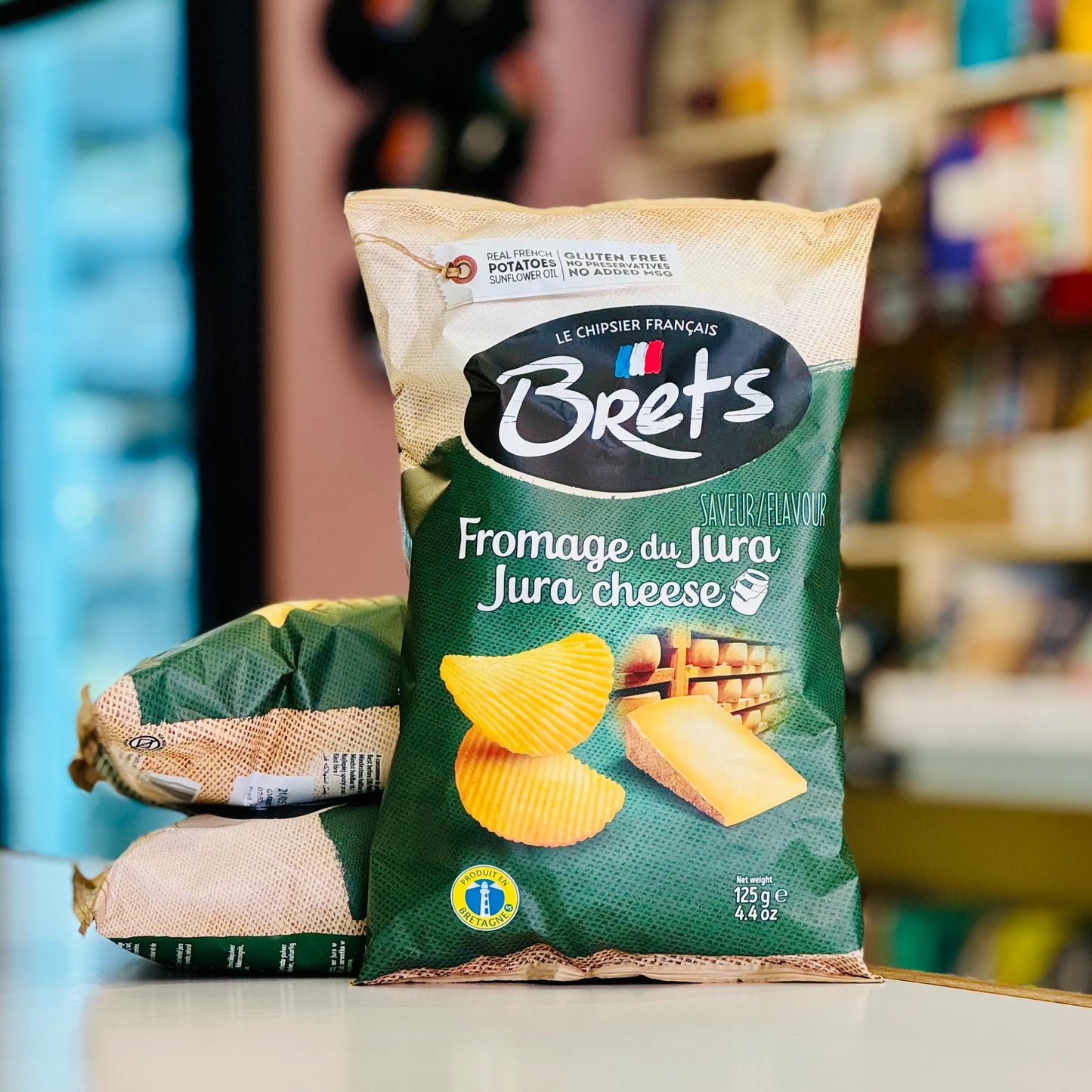 Brets French Jura Cheese Potato Chips, 4.4 oz, Pack of 3