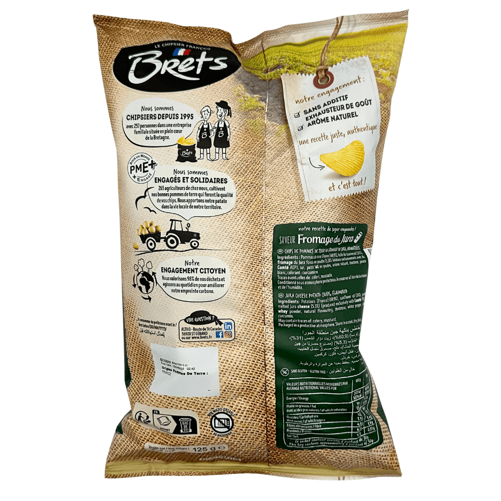 Brets French Jura Cheese Potato Chips, 4.4 oz, Pack of 3
