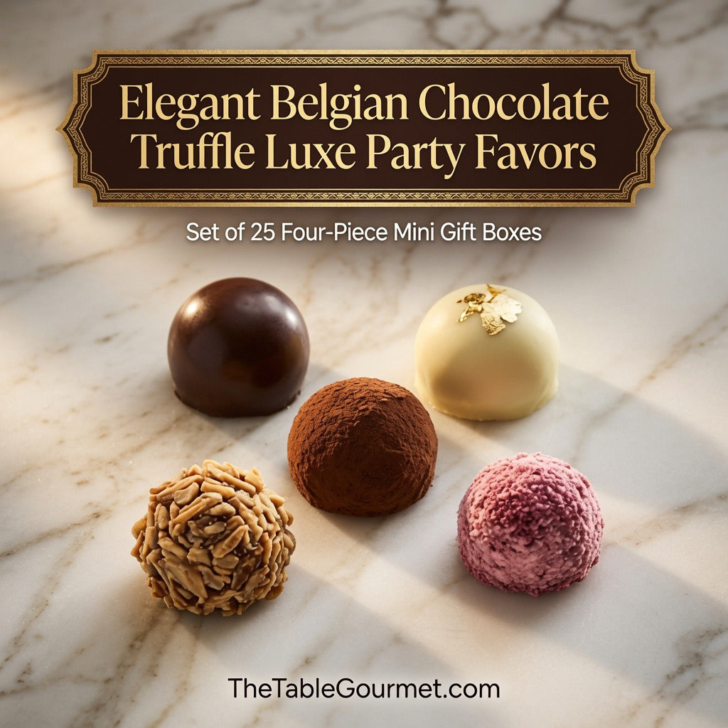 Gourmet Belgian Chocolate Truffles Gift Box, Party Favors: Set of 25, Four -Pieces Mini-Boxes