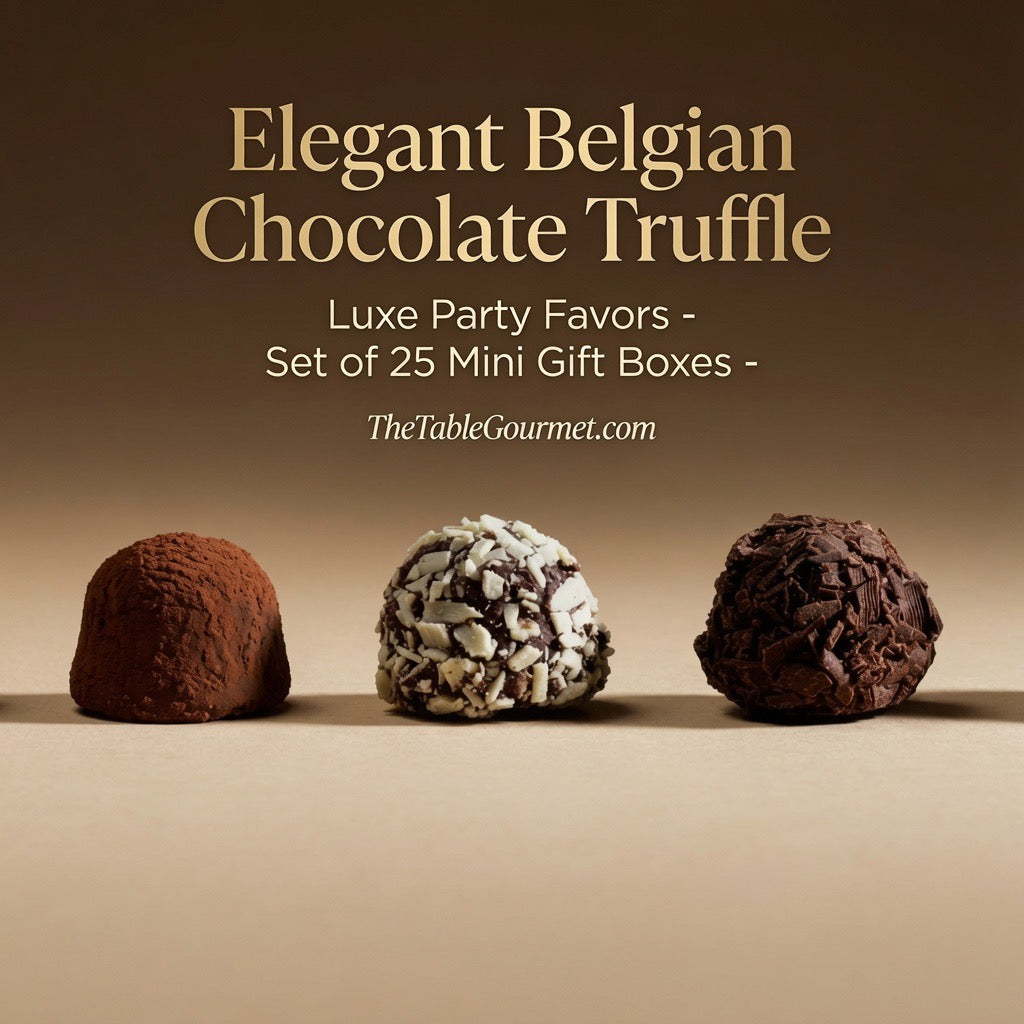 Gourmet Belgian Chocolate Truffles Gift Box, Party Favors: Set of 25, Four -Pieces Mini-Boxes