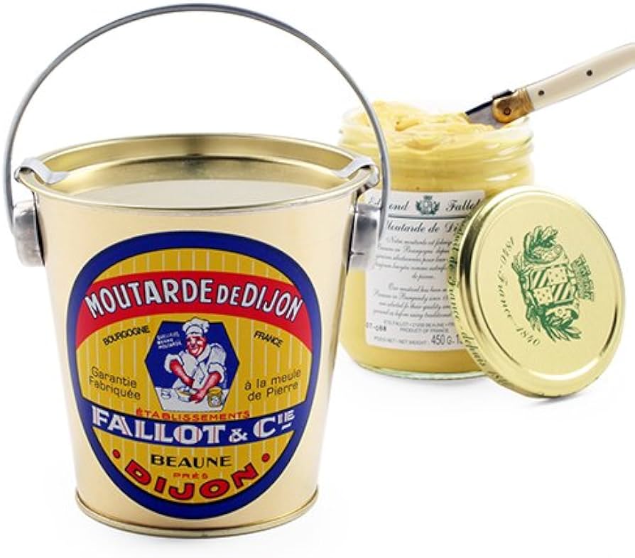 Edmond Fallot Dijon Mustard in a Decorated Metal Pail, 16oz - Product of France